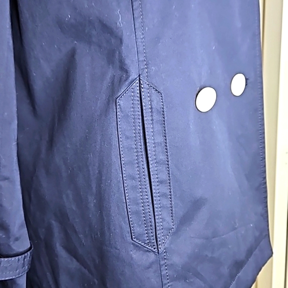 Talbots Navy Short Trench Coat Size M - Picture 4 of 10